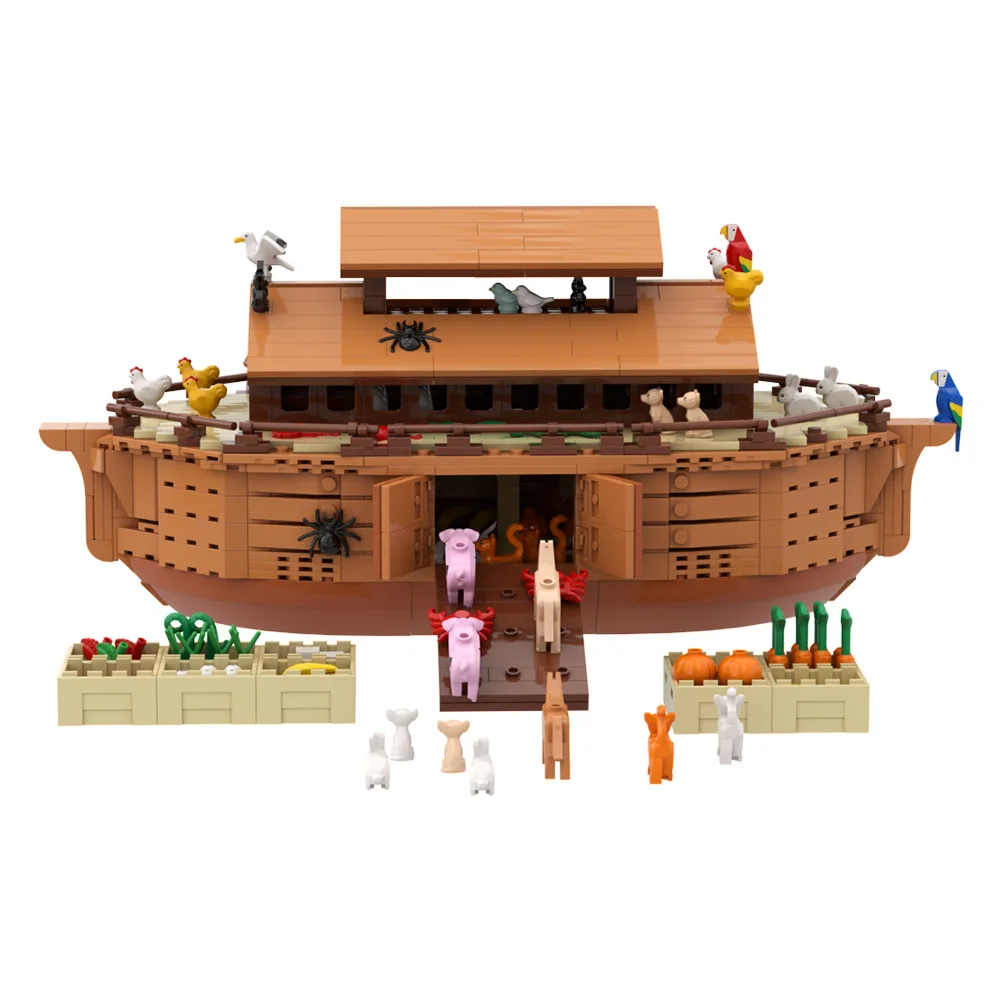 

Gobricks MOC Noahs Ark Bricks Model Noahs Ark Medieval Nautical Square Ship Building Blocks Assembly Toys Kids Birthday Gifts