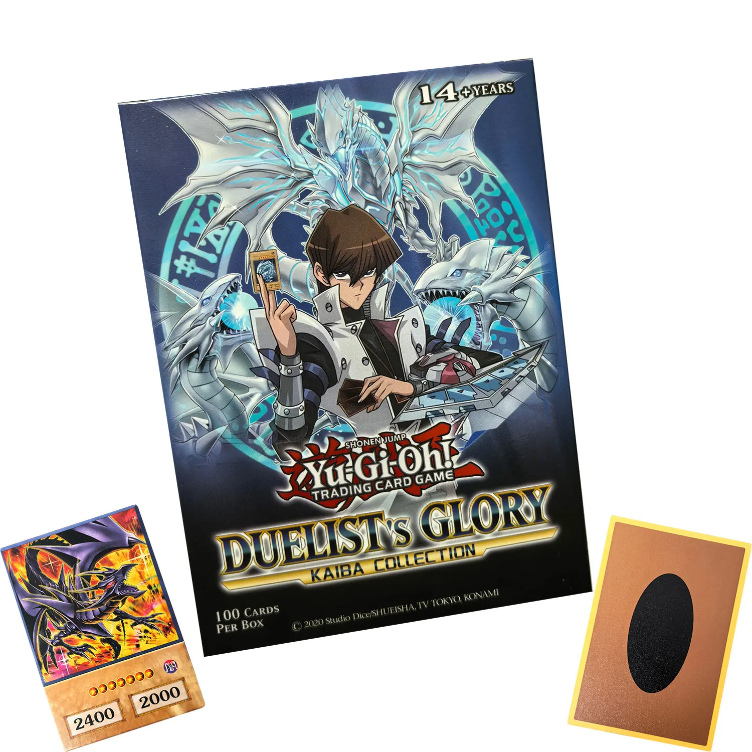 100pcs Yu-Gi-Oh Anime Style Cards Blue Eyes KAIBA Style Yugioh DUAL MONSTER Classic Proxy DIY Card Kids Gift