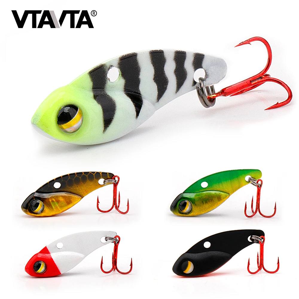 VTAVTA Mini Metal VIB Fishing Lure 25mm 3g Single Hook Sinking Artificial Bait Metal Jig Wobbler Fishing Spoon For Pike Trout