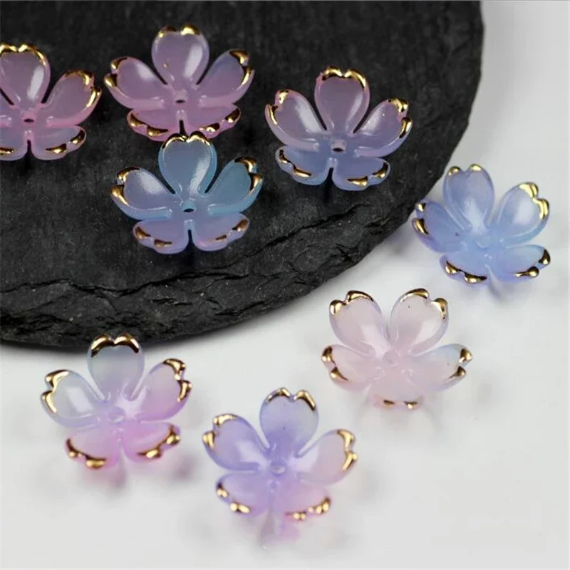 50Pcs/Lot New Petals Torus Acrylic Sakura Flower Beads Cap Charm Connectors Diy Earrings hair Jewelry Making Resin Acessories