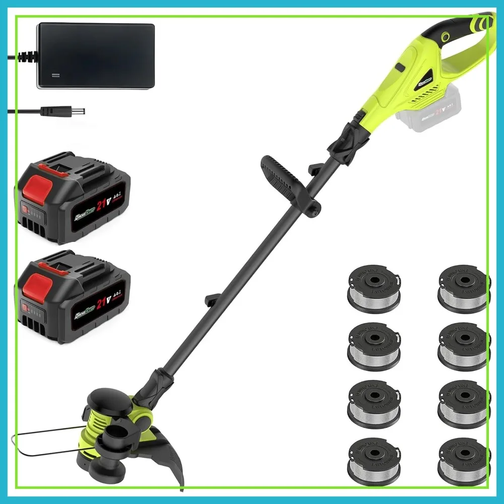 

20V 12" Cordless String Trimmer & Edger with 8 Spools, Auto Line Feed, 2x4Ah Batteries & Charger Included