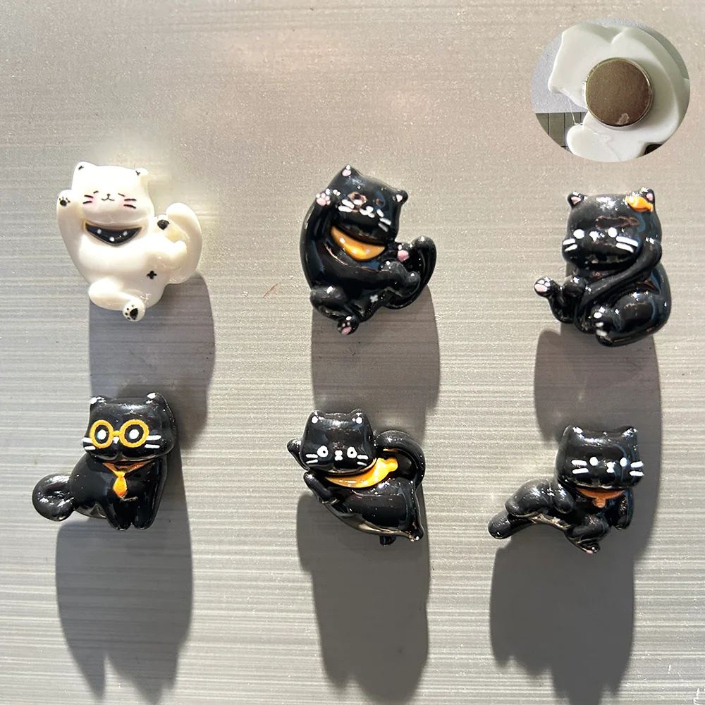 

6 шт. DIY магниты на холодильник черно-белые кошки магниты домашний декор доска фото доска объявлений дома