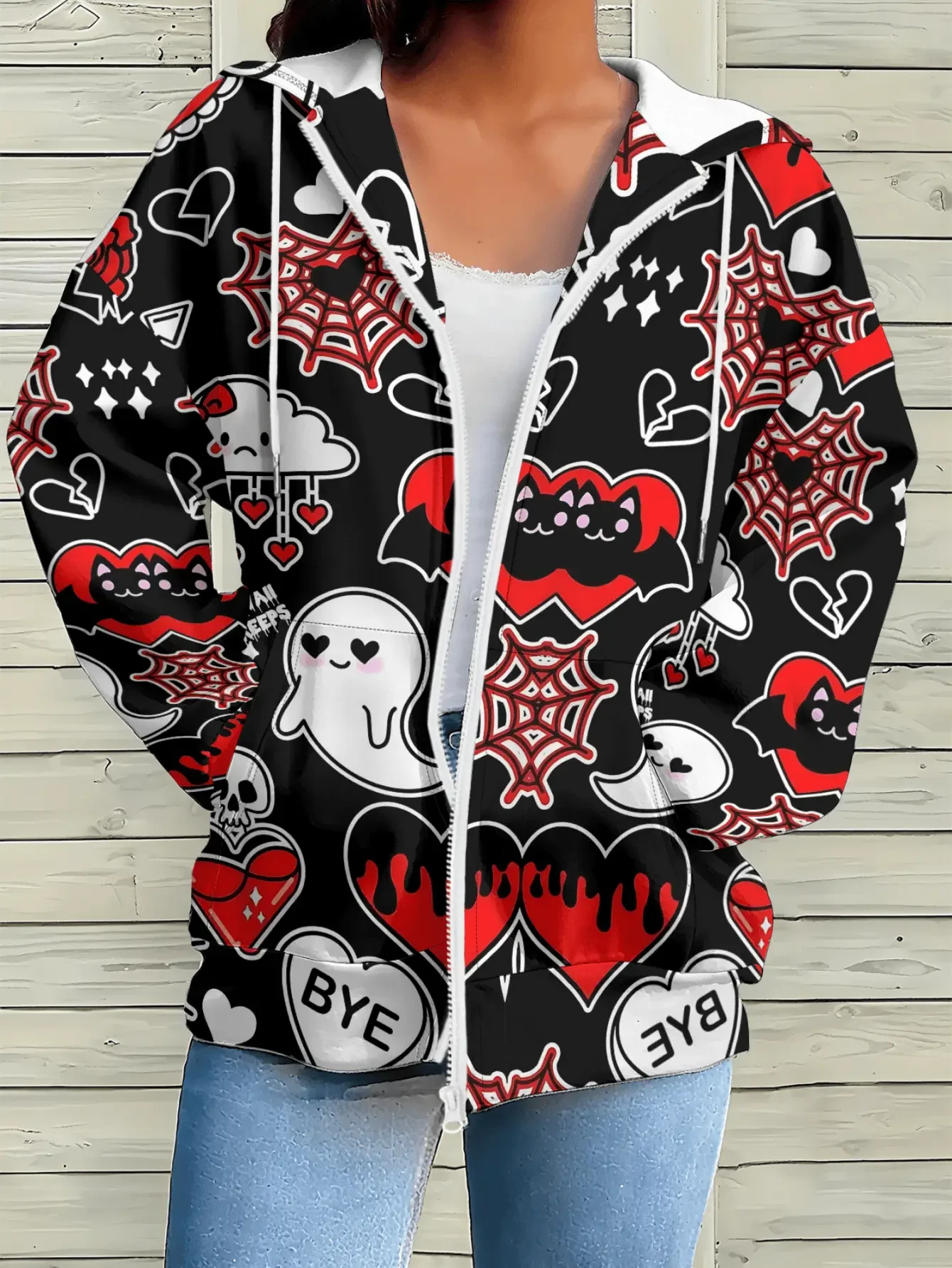 

Fashion Mens Hoodies Red Black Skull Angel Printed Sweatshirt Autumn Unisex Kangaroo Pocket Pullover Hoodie Casual Sportswear