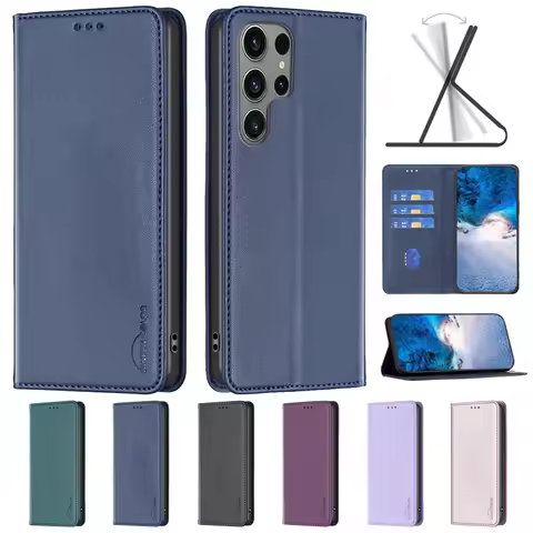 For Samsung S23 S22 Ultra Case Magnetic Flip Phone Case on For Funda Samsung Galaxy S23 S22 S21 Ultra S20 Plus S21FE Cases Cover