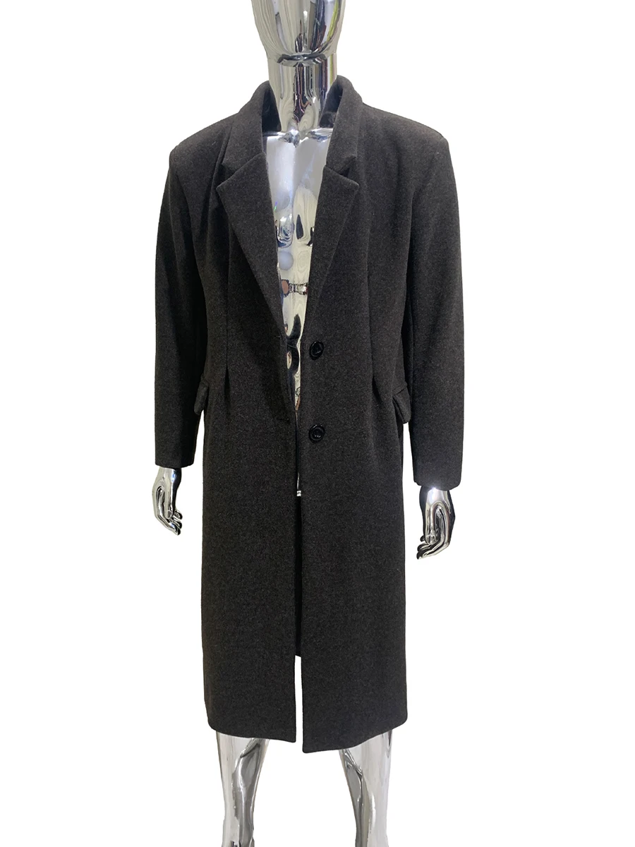 

Осень-зима длинное толстое теплое мягкое приталенное шерстяное пальто мужское однобортное роскошное элегантное шикарное шерстяное пальто мода 2025