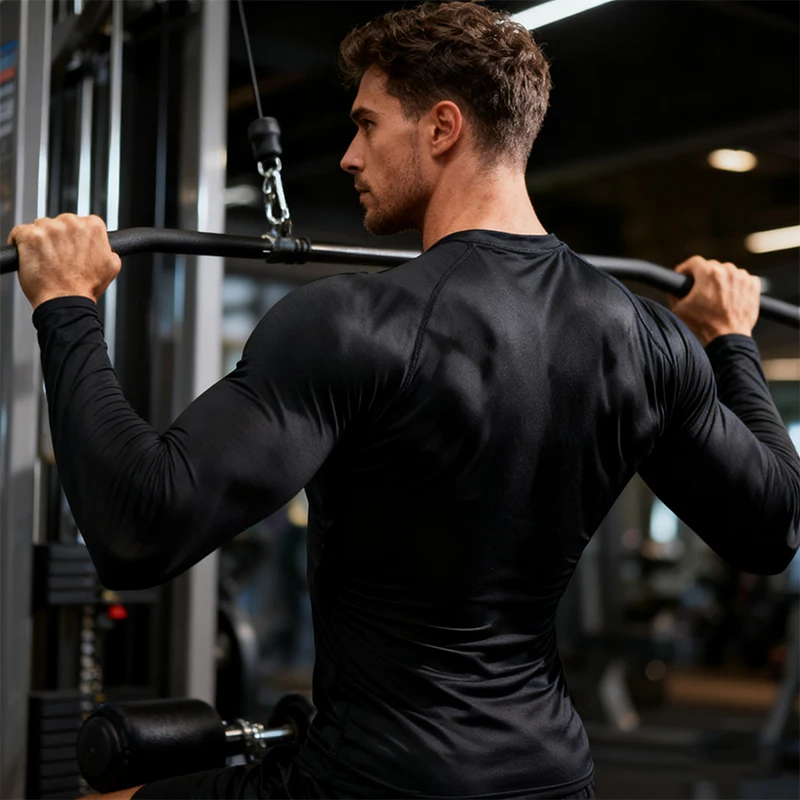 Winter Compression Running Sets Men Long Sleeve Shirt Basketball Fitness Gym Clothing Male Workout Muscle Top Tracksuit Fleece image 4