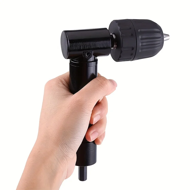 

1pc Right Angle Drill Attachment Adapter, 90 Degree Professional Cordless Drill Accessory, 0.8-10mm Jaw Chuck Range, Metal And P