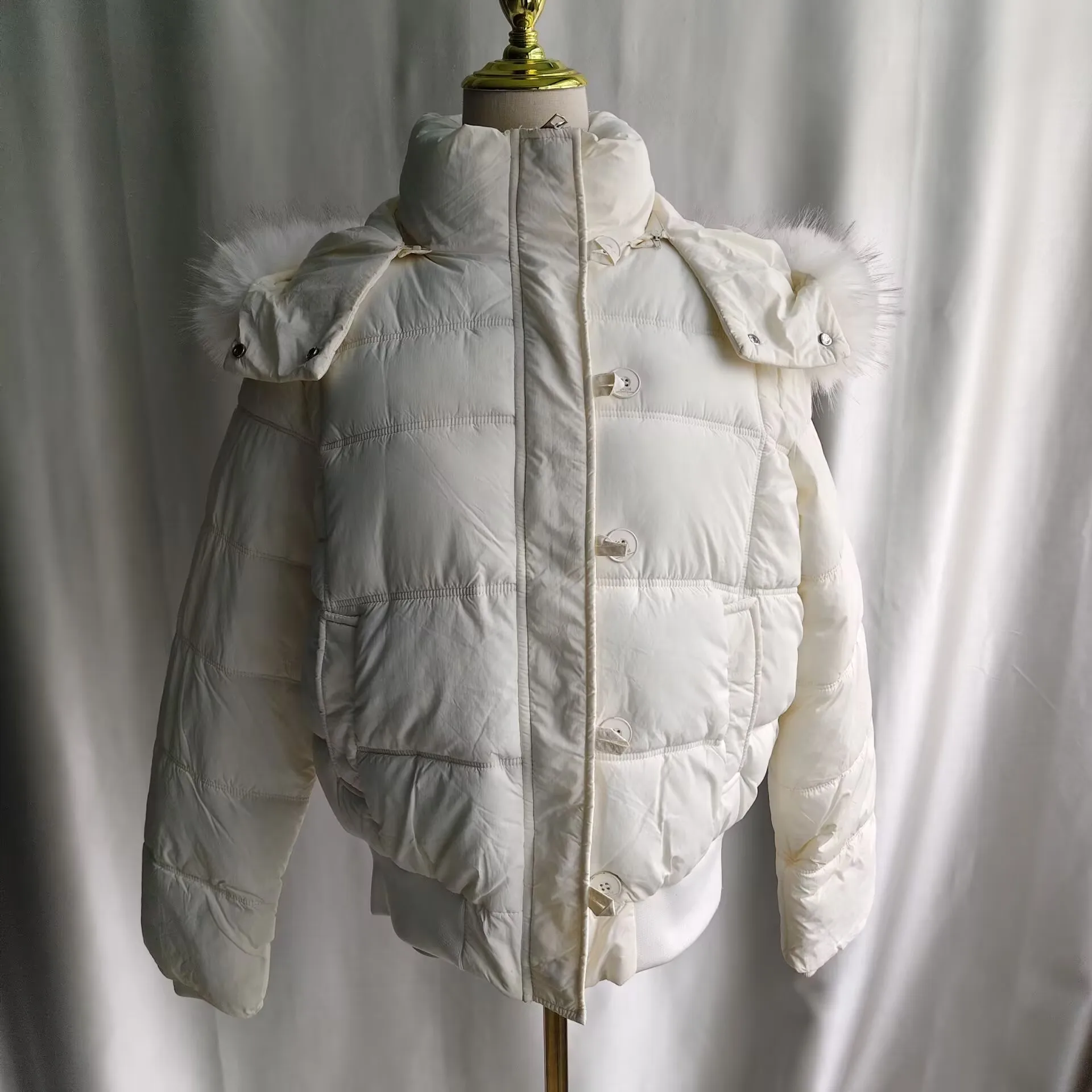 

Gagarich American Vintage Big Fur Collar Hooded Cotton Jacket Women Autumn Winter Loose Casual Slimming Warm Parkas