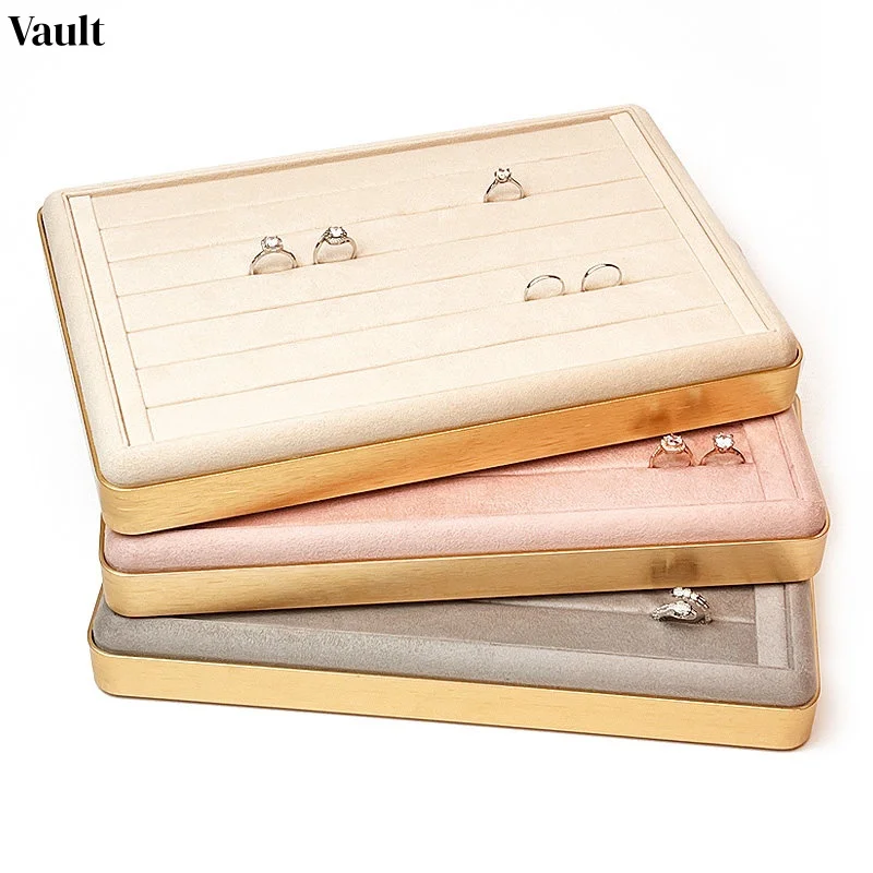Multi-Function Metal Velvet Jewelry Tray, Ring Earring Ear Stud Organizer, Display Showcase Storage Prop