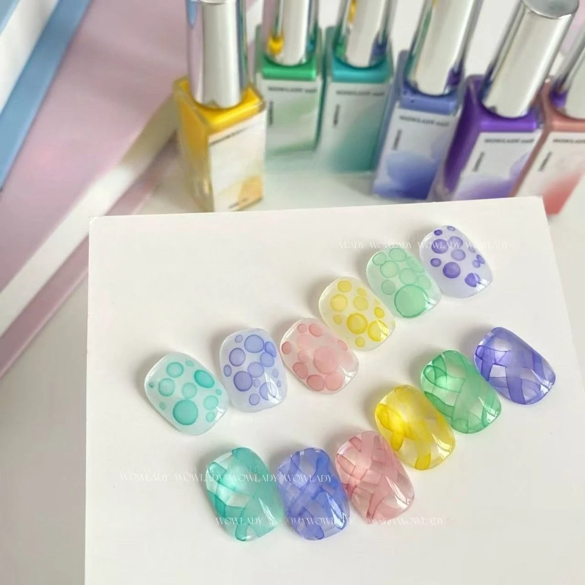 6Colors Blooming Nail Polish Air Dry Liquid 10ml Macaron Rainbow Candy Watercolor Quick Dry Mini Set For Nail Salon for Manicure