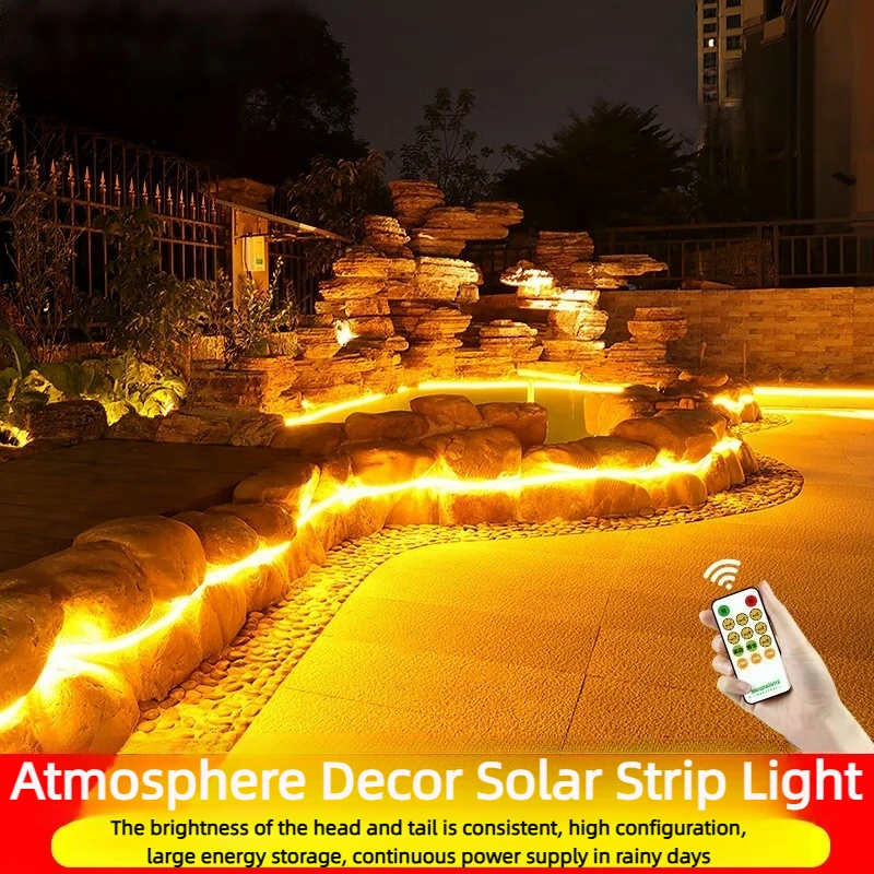 

800 Leds Solar Strip Light Solar Neon Light Strip Waterproof Flexible Warm White High Density Linear Lighting LED Lights Outdoor