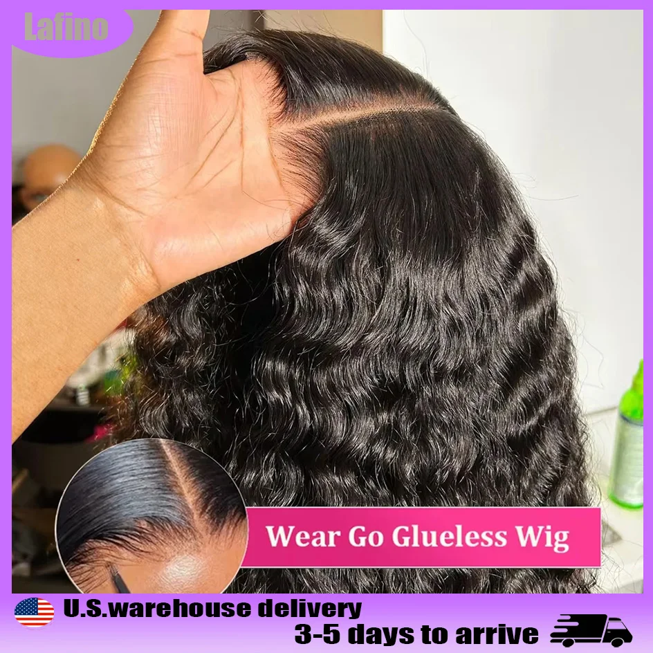

Lafino Wear And Go 5x5 Deep Wave Frontal Wig Curly Wigs Water Wave Human Hair Wig 4x4 Closure Human Hair Wig Glueless For Women