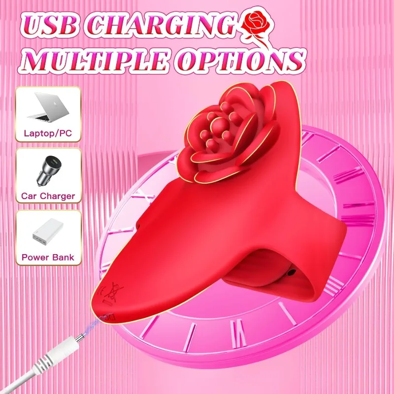 هزاز إصبع الورد مع جهاز تحكم عن بعد G-Spot البظر تحفيز لعبة اللعوب يمكن ارتداؤها للمرأة زوجين لعبة الجنس سر