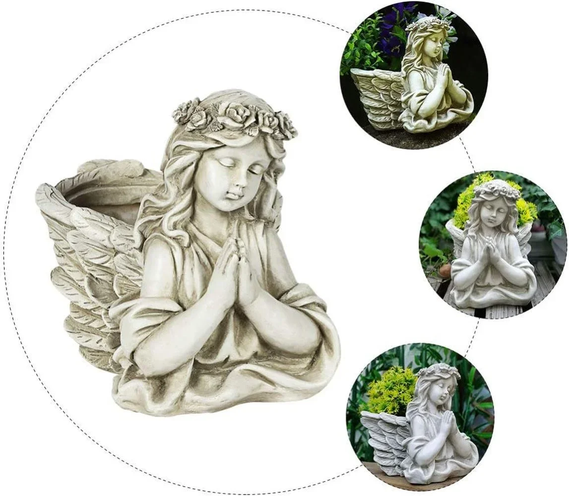 

3D Angel Statue Succulent Plant Pot Silicone Molds DIY Plaster Cement Ashtray Pen Holder Making Mold Office Decoration