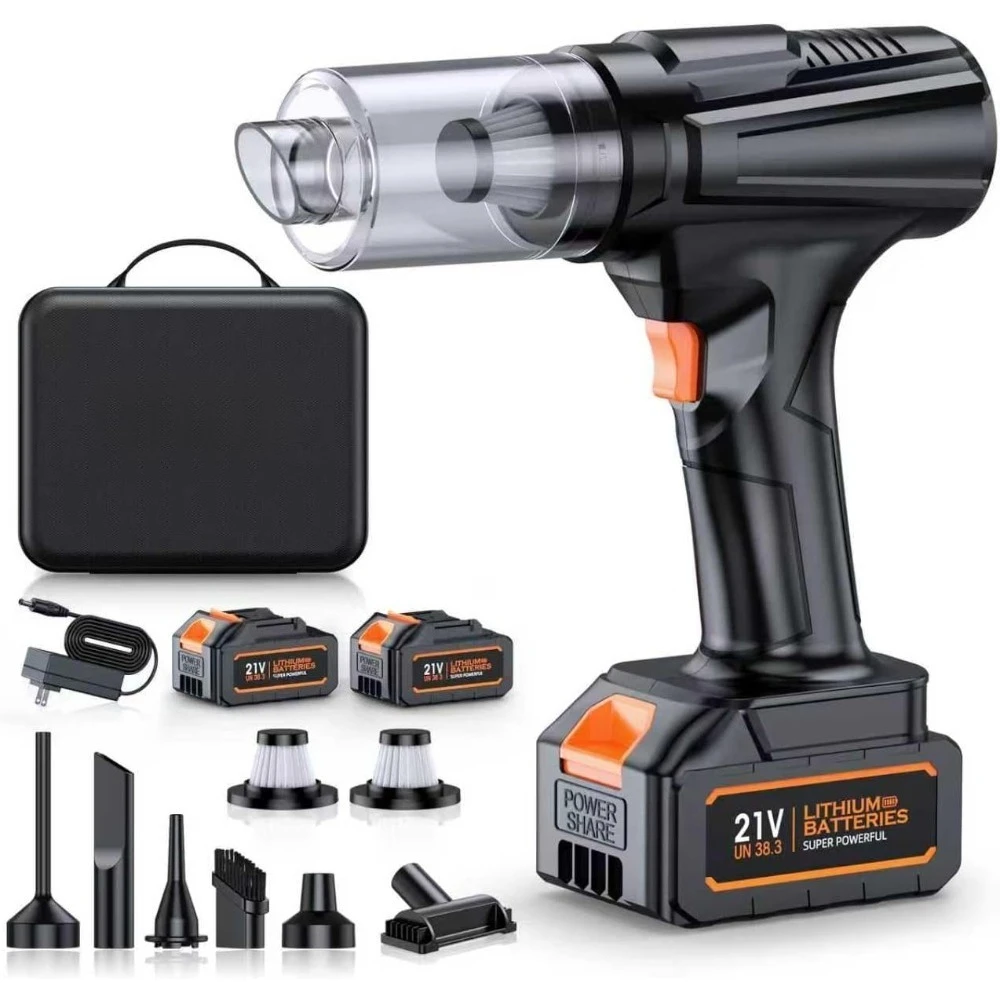 

Беспроводной ручной автомобильный пылесос 50000Па, высокомощный, перезаряжаемый, с 2 аккумуляторами и зарядным устройством, портативный пылесос 6-в-1 для автомобиля