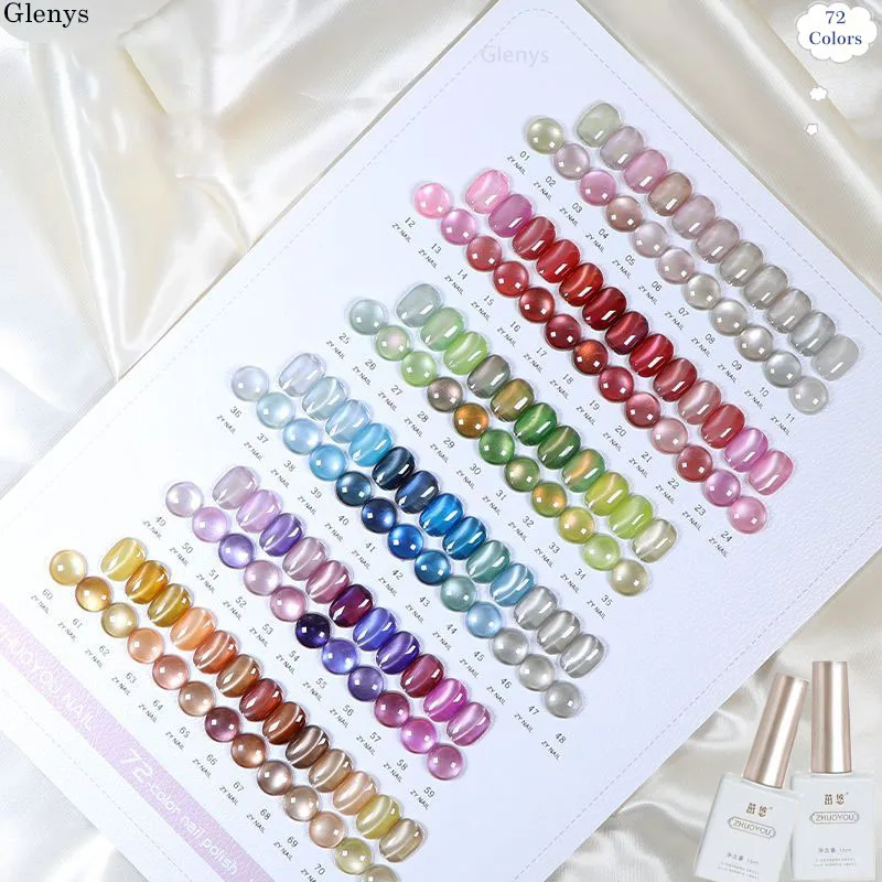 グレニーズ 72個入り * 15ml キャッツアイ ネイルジェル オフホワイト 人気 浸漬ジェル カラーカード UV/LED ネイルアート マニキュア 研究セット