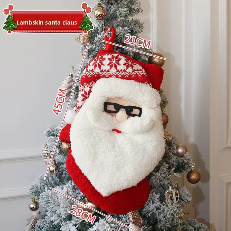 Christmas Gift Bag Gift Large Cloth Christmas Santa Claus Back Cloth Decorative Supplies Socks