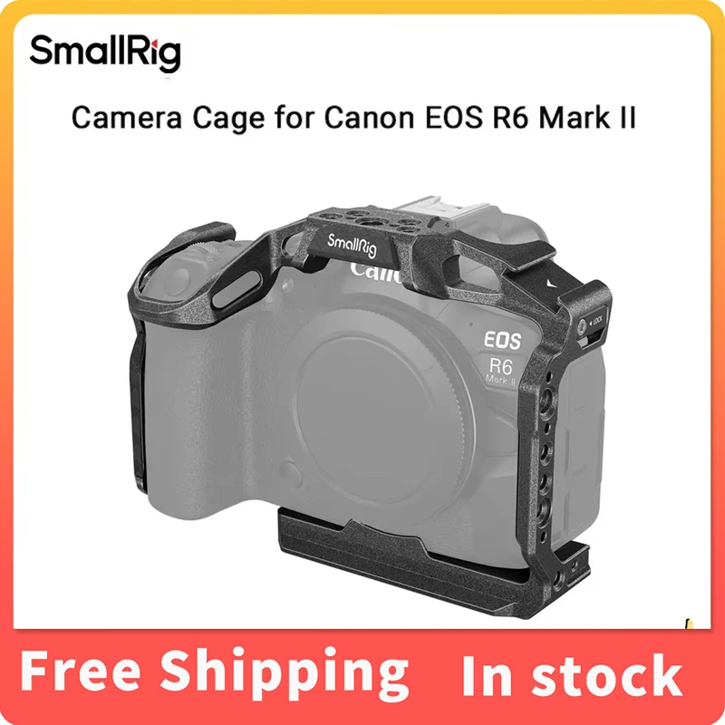 SmallRig “Black Mamba” for Canon EOS R6 Mark II Camera Cage with Multiple Mounting Points for Handle, LED,Microphone