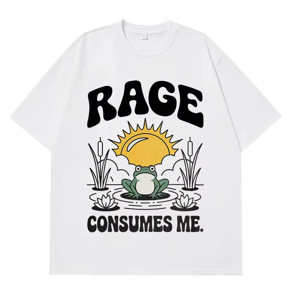 2026 Funny Rage Consumes Me Frog Pond Vintage Style 90s Graphic Men Women Harajuku Tees Summer Casua