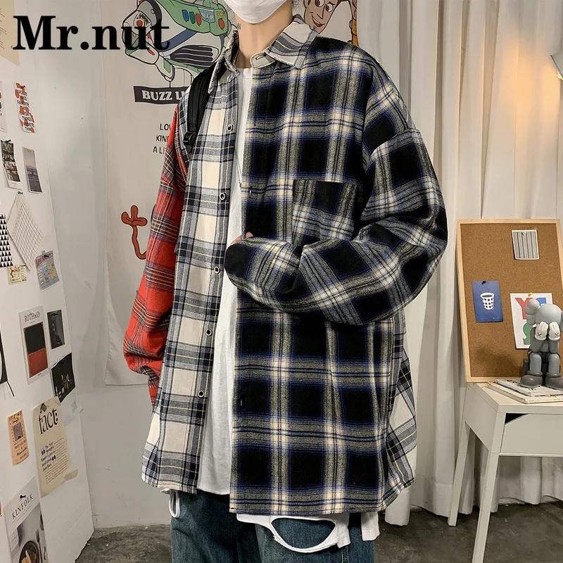 New Spring Autumn Plaid Shirt Jacket Male Coat Camping Tops Unisex Clothes Outerwear Men's Casual Fashion Everyday Wear Clothing