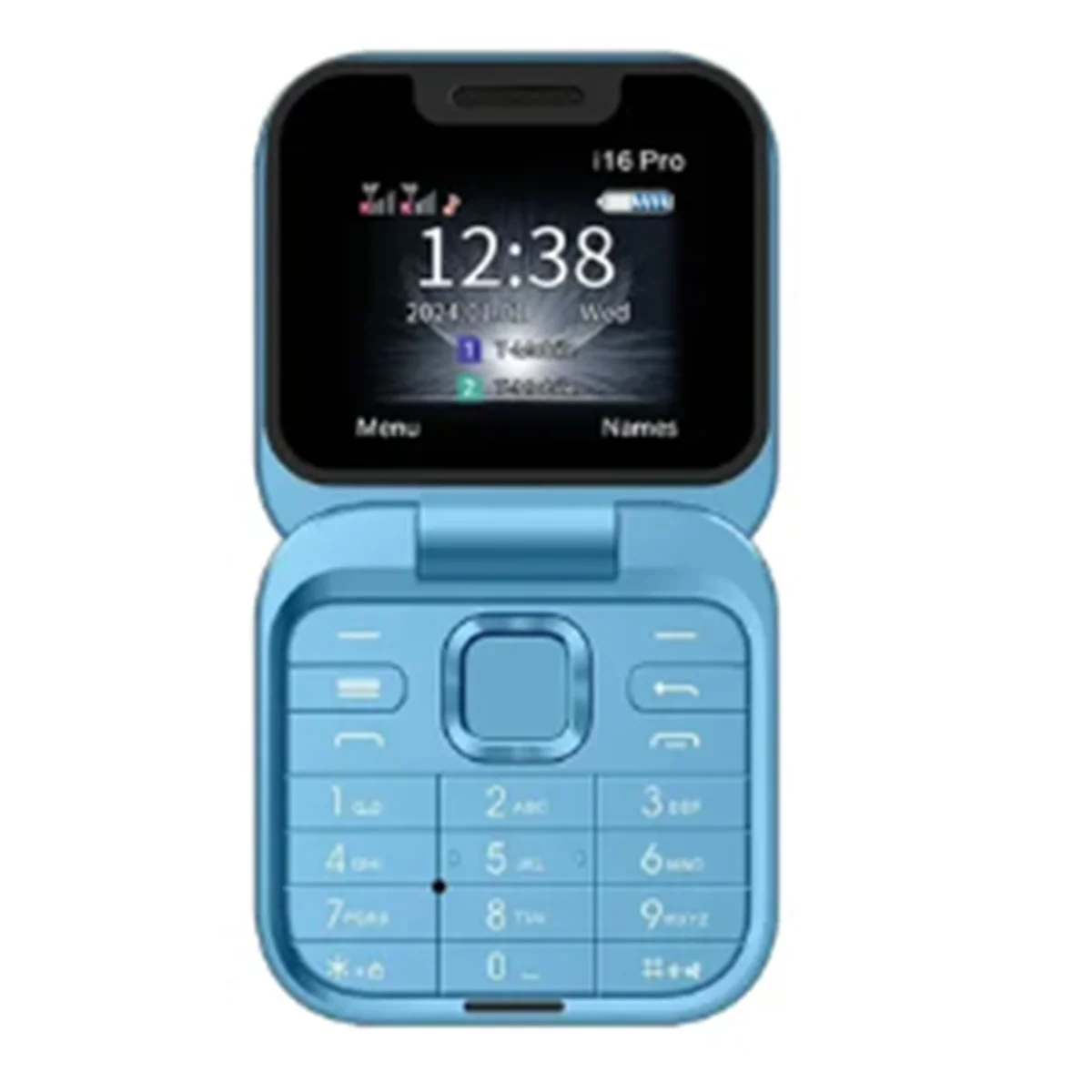 Mini Flip Mobile Phone FM Radio Voice Blacklist Speed Dial Vibration 2SIM Card Small Display Foldable Phone(Blue)