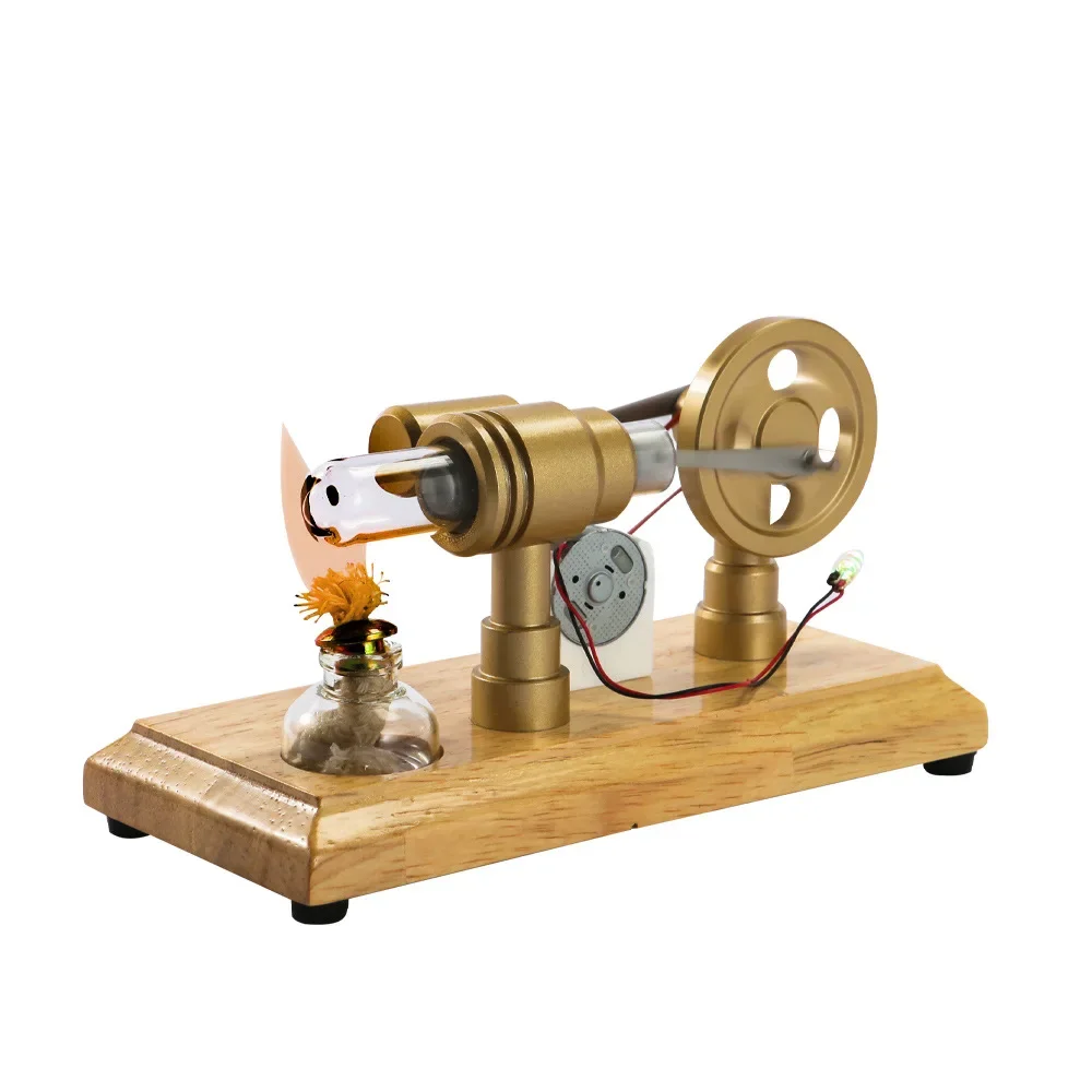 

Stirling Engine Power Generation Model Kit Wooden Base Science and Education Physics Experiment Model Toy