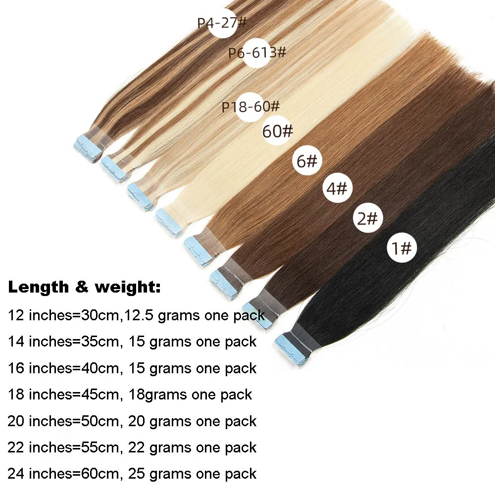 SPIKFN ミニテープ人毛エクステンションストレート 12-24 インチマイクロテープヘア 10 ピース/パックシームレス粘着ヘアピース