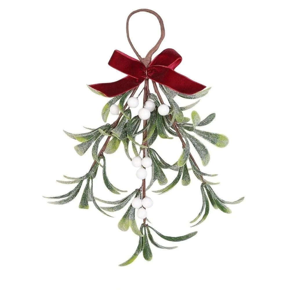 Lifelike Artificial Christmas Tree Wreath With Bowknot Decorative Xmas Garland Red Berries Xmas Tree Decoration Holiday Party