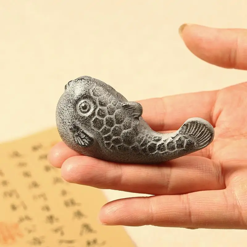 Tianyitang Creative Cast Iron Pufferfish Wenzhen Metal Student Small Ornament Pen Put Set Paperweight Ruler Four Treasures