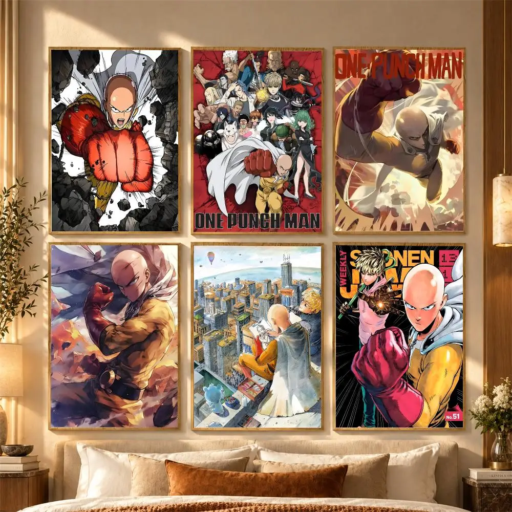 One P-Punch Man Anime Poster Stickers Self-Adhesive Mural Wall Art Decals for Bedroom Living Room Home Painting Decor Gift