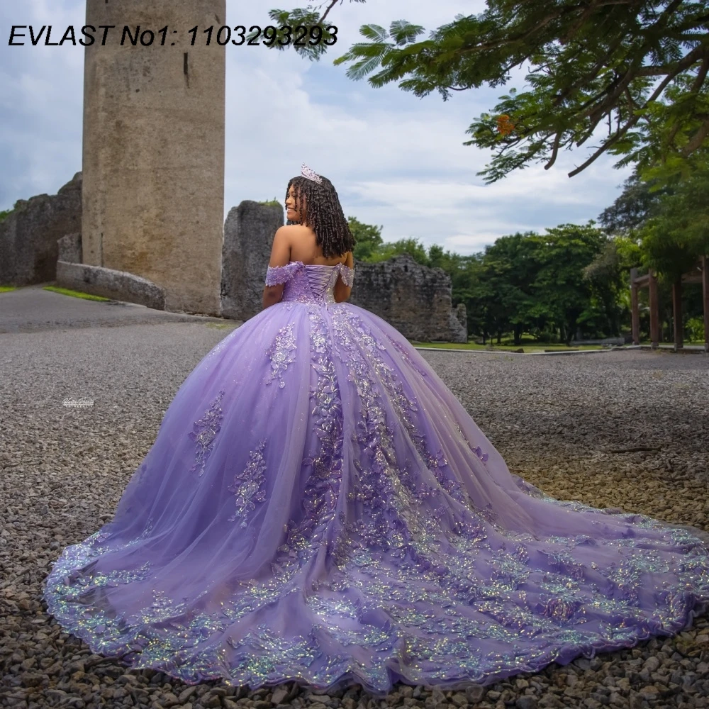 فستان كوينسيانيرا مكسيكي مخصص من EVLAST فستان حفلة مزين بالترتر والدانتيل مطرز بالخرز الحلو 16 فيستدوس دي 15 أنوس E1QN527 #6