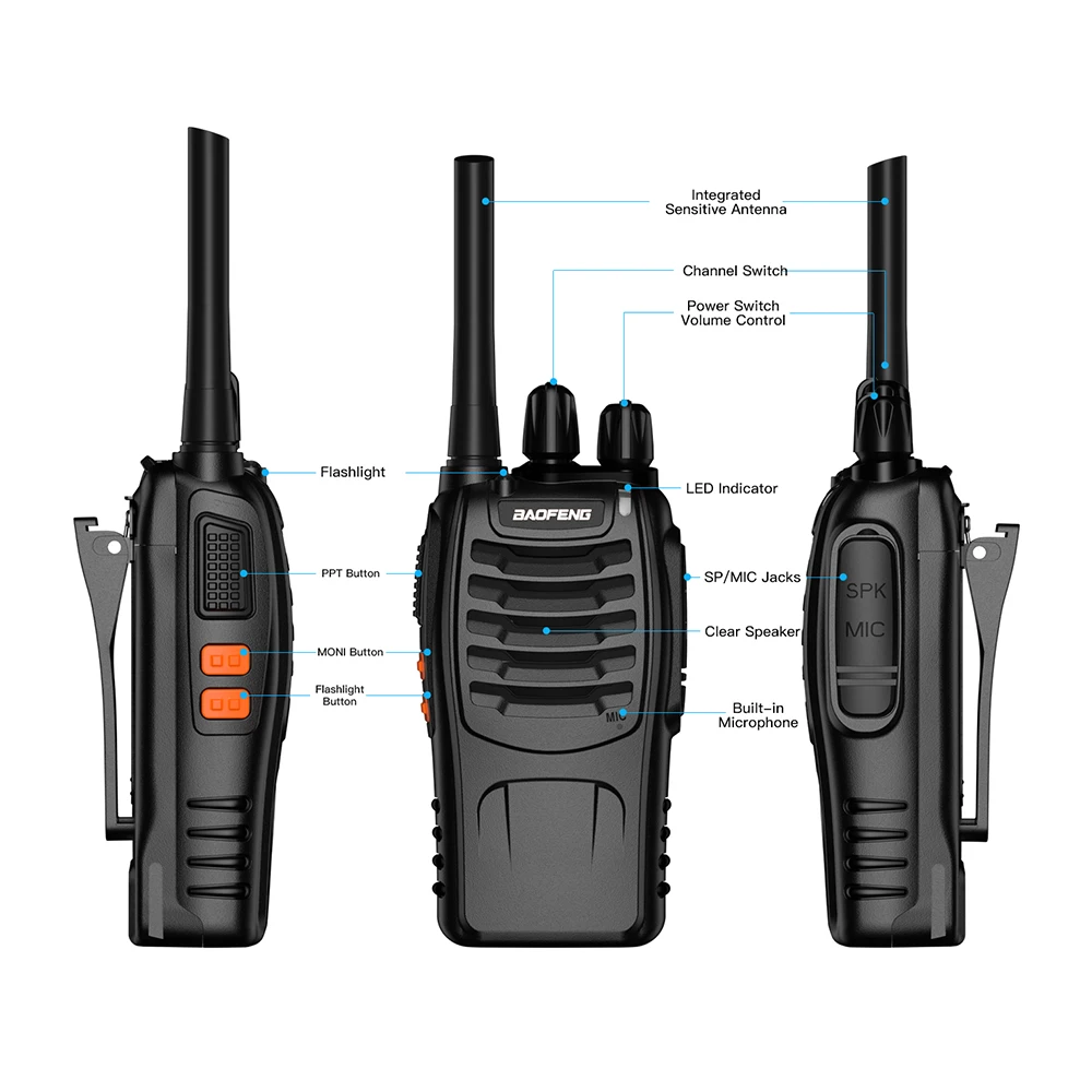 2 Stuks Baofeng portable wireless Handheld walkie-talkie Upgrade BF-888S Plus long range Uhf 430-440Mhz Type-C Charging BF888S