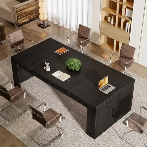 6 ft Conference Table for 6-8 People | 71-Inch Rectangular Executive Meeting Table for Office, Farmhouse Sturdy