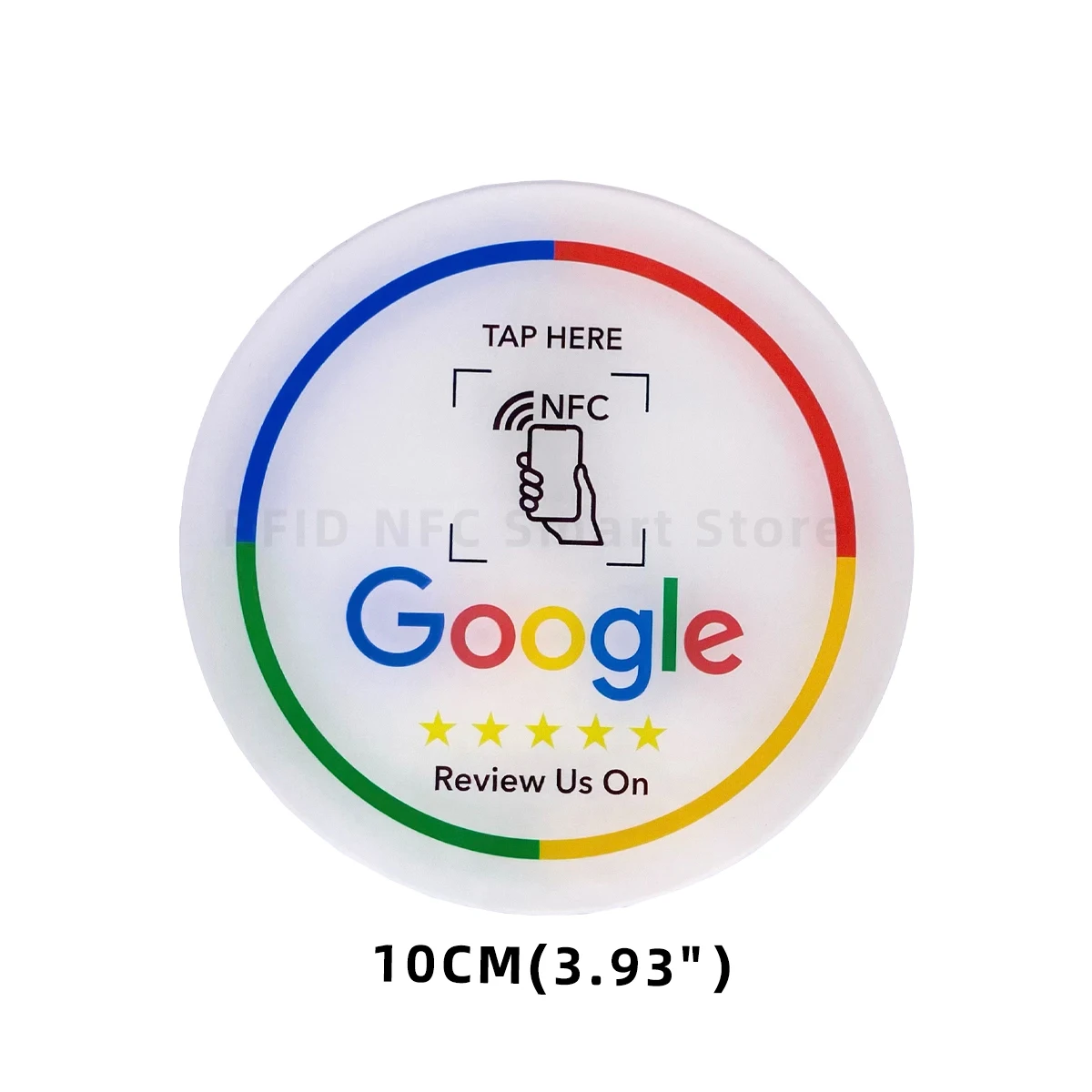 NFC Table Sticker Diameter 10CM Google Reviews NFC Sticker NFC 213 13.56MHz Programmable Acrylicl with Self-adhesive Backing