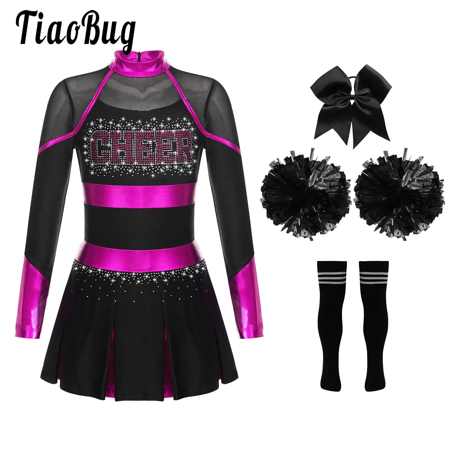 

Kids Girls Cheerleader Dance Dresses Cheerleading Outfit Performance Costume Schoolgirls Group Cheer Dance Cosplay Suit