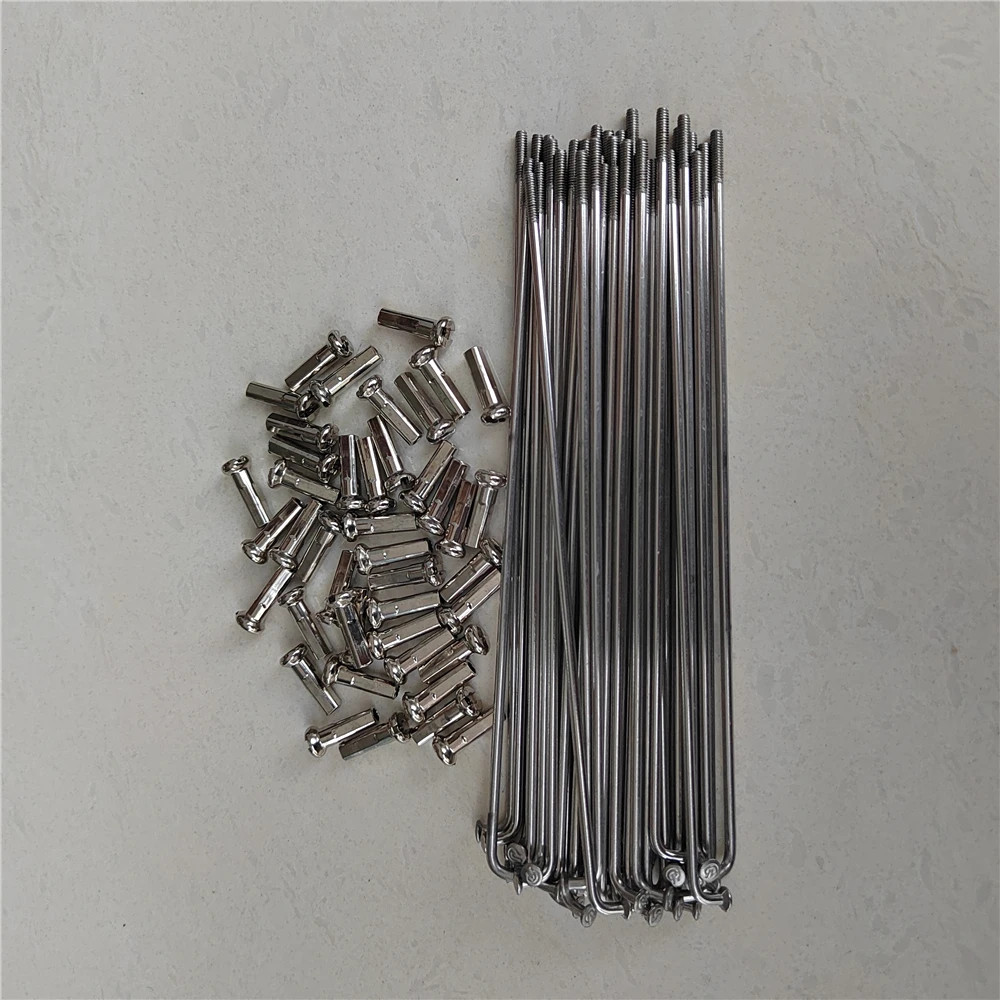 40PCS 131mm-180mm 14G 14K 2.0mm Silver Bike Spokes Stainless Steel Mountain Road High Strength Folding MTB BMX