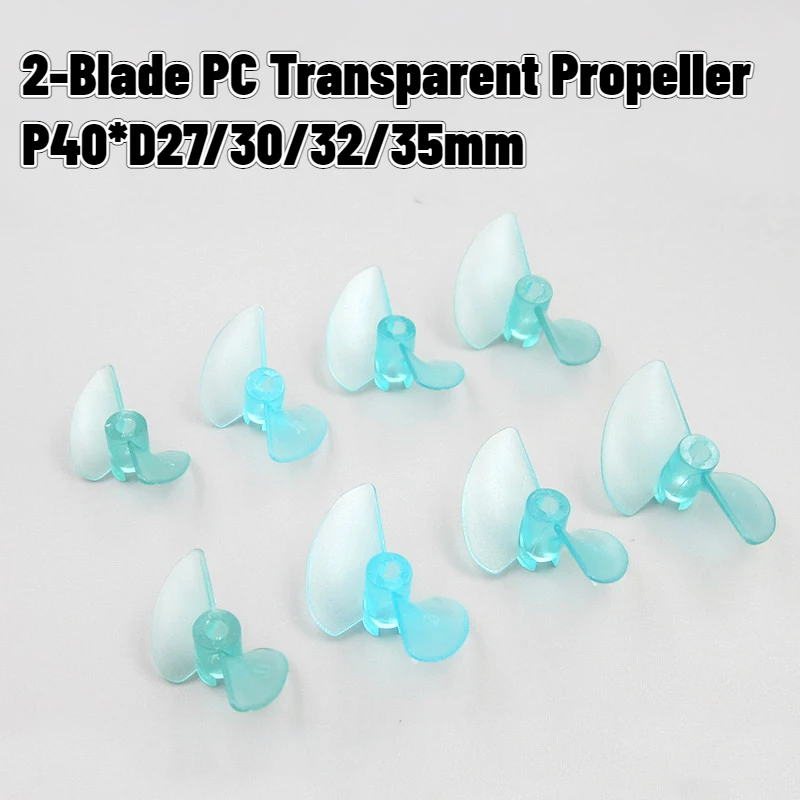 Rc Boat 2-Blade High Strength Nylon PC Transparent Paddle Propeller  Thread Pitch P40*D27 30 32 35mm  Central Aperture 3.17mm