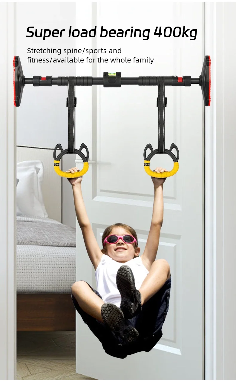 Kids Horizontal Bar Home Exercise Pull up Rings Full Body Workout Nonslip Handle with Gym Rings Kids Gym Rings Gymnastic Bar
