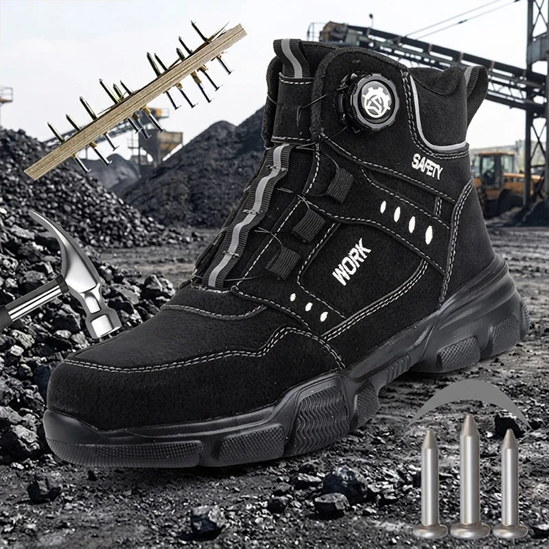 Knopfverschluss-Sicherheitsschuhe, stoß- und durchtrittsichere Schutzschuhe, Arbeitsschuhe für Holzarbeiter und Bauarbeiter – Detail 11