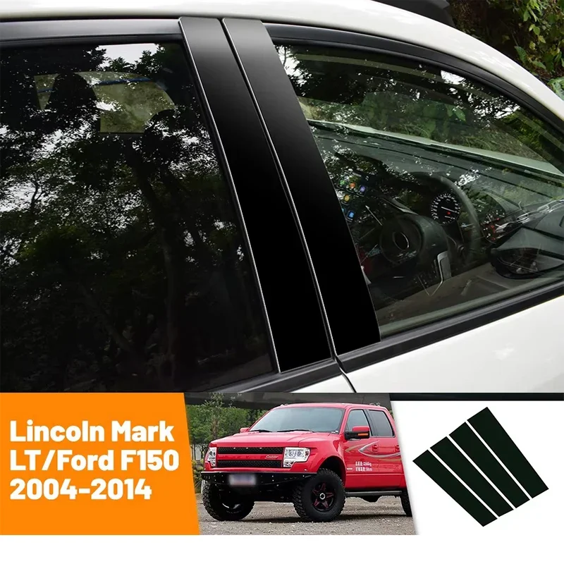 

For Lincoln Mark LT Ford F150 2004-2014 2005 2006 Black Carbon Fiber Doors and Windows B C Pillars Column Decorative Stickers
