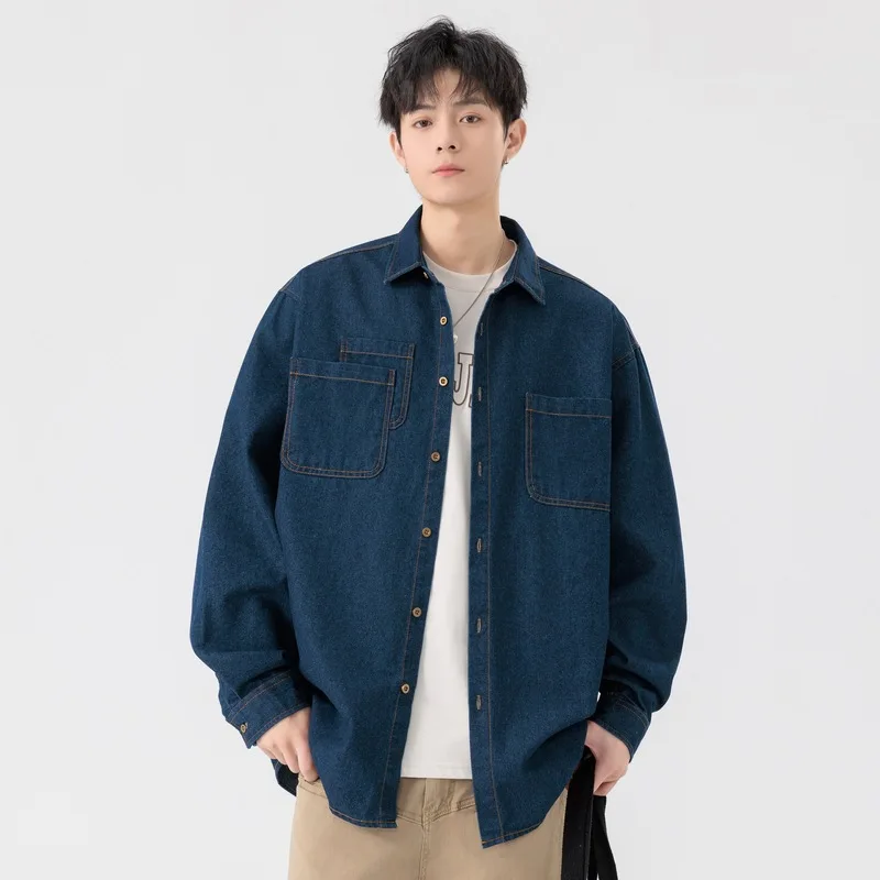 

Spring New Men'S Shirt Summer Autumn Washed Vintage Shirt Layered Loose Workwear