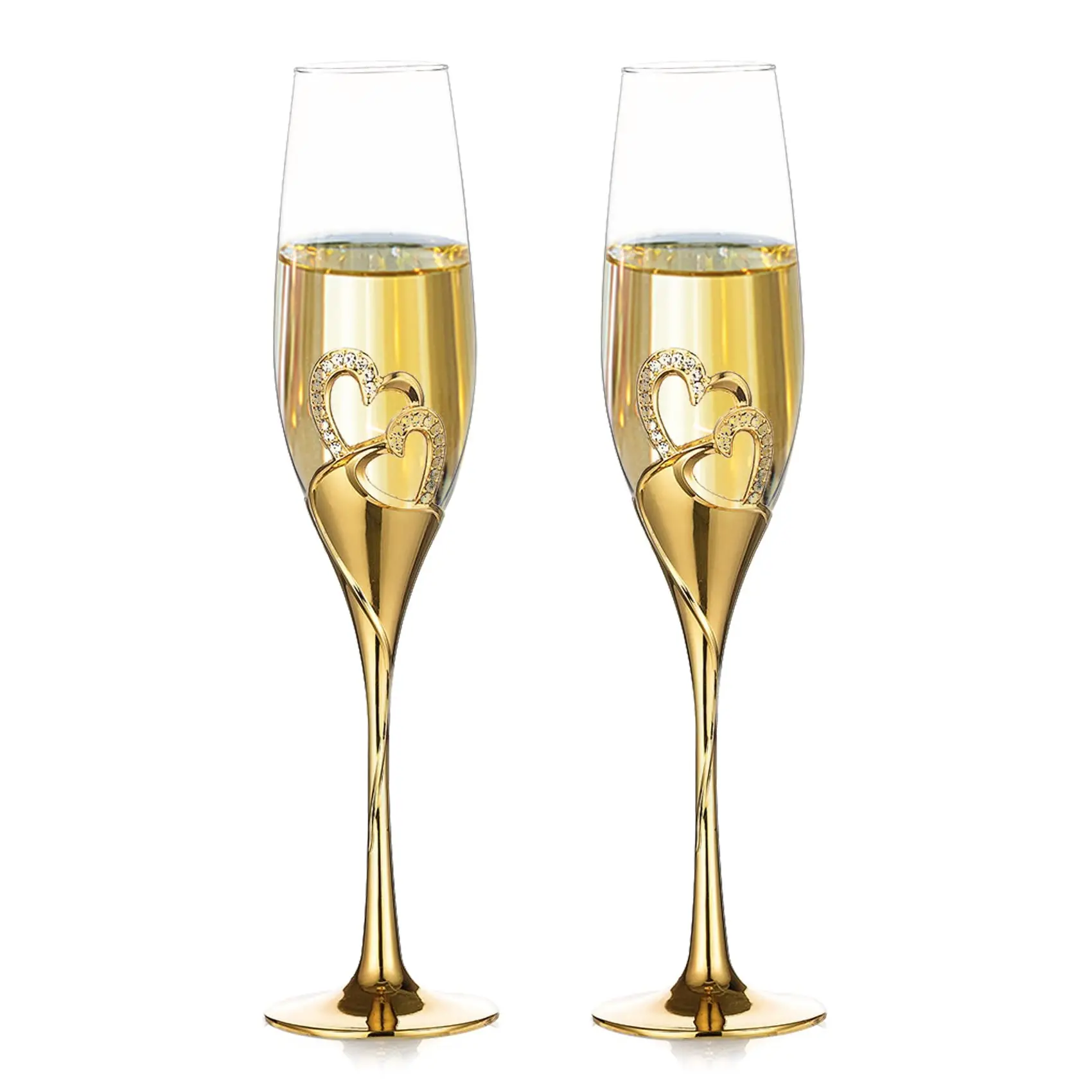 

200ml Red Wine Glasses Crystal High Footed Glasses Paired Glasses Sparkling Heart-shaped Champagne Flutes Wedding Gifts