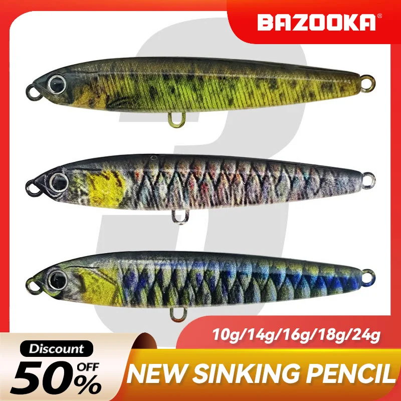 

Bazooka 3D Printing Biomimetic Vertical Pencil Sinking Trolling Spinning Metal Jig Fishing Lure Swimbait Accessories Pesica Pike