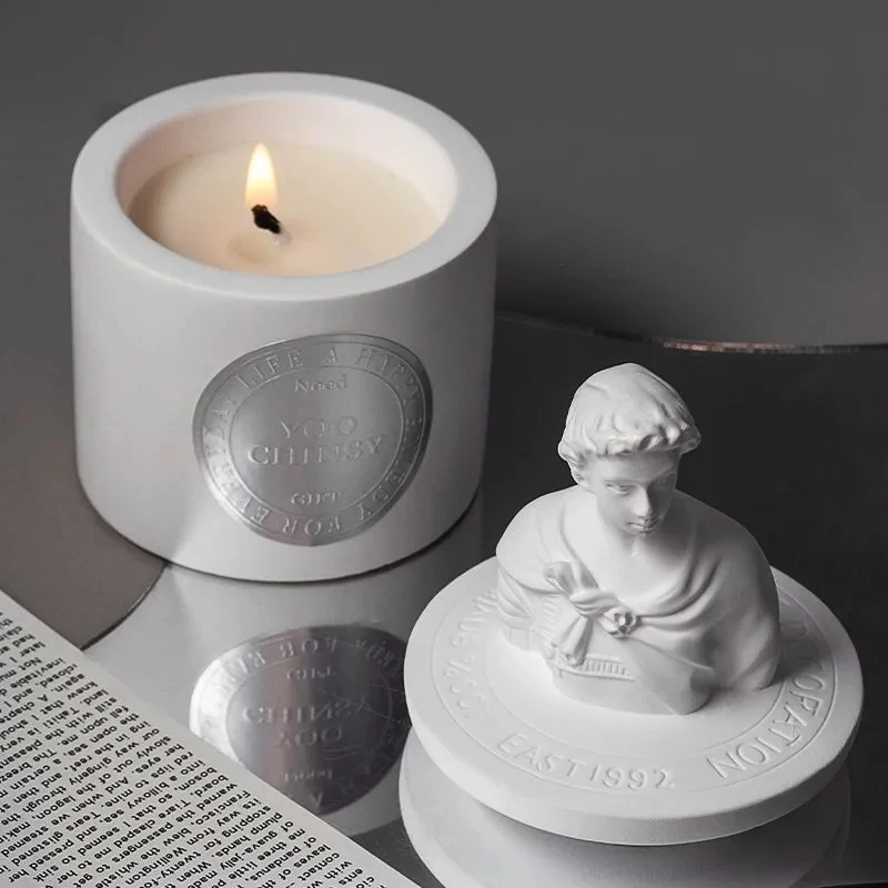 Statua Candela profumata Gesso Pietra Scultura Tazza Gesso Aroma Sirene Sculpt Vacanza Apollo Decorazioni della mitologia greca antica