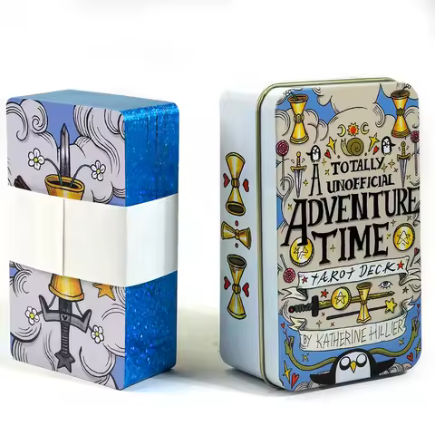 10.3*6cm Adventure Time Tarot in a Tin Metal Box Gold-plated Edge Tarot Cards For Divination Tarot Deck