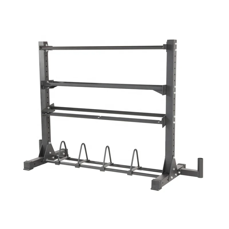 Multifunctional Fitness Equipment Storage Rack for Squash Kettlebell Dumbbell Bumper Board