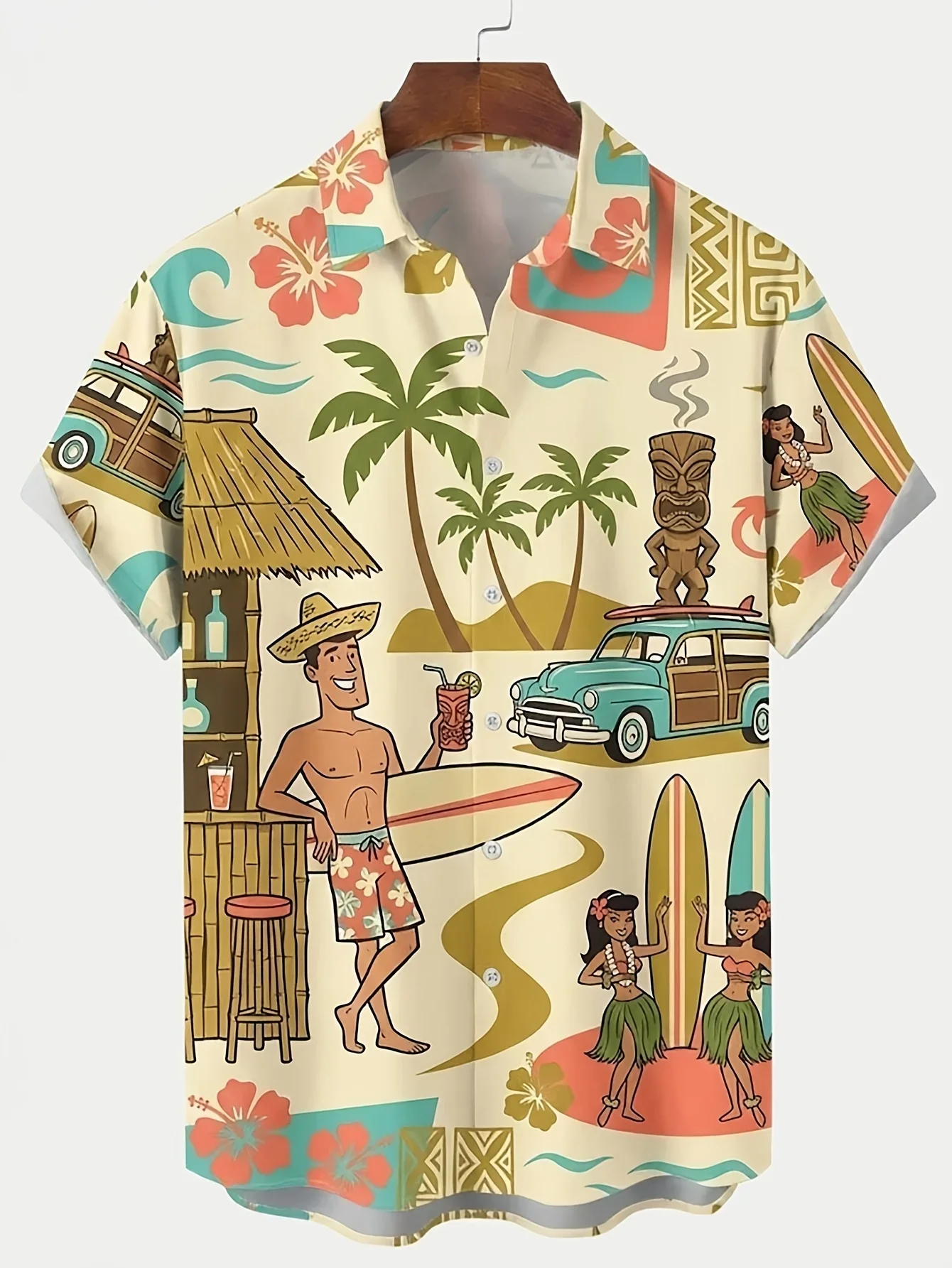 

Summer Stylish Hawaiian Shirt Men Casual Man Short Sleeve Fashion Print Breathable Lightweight Beach Party Outfit Shirts