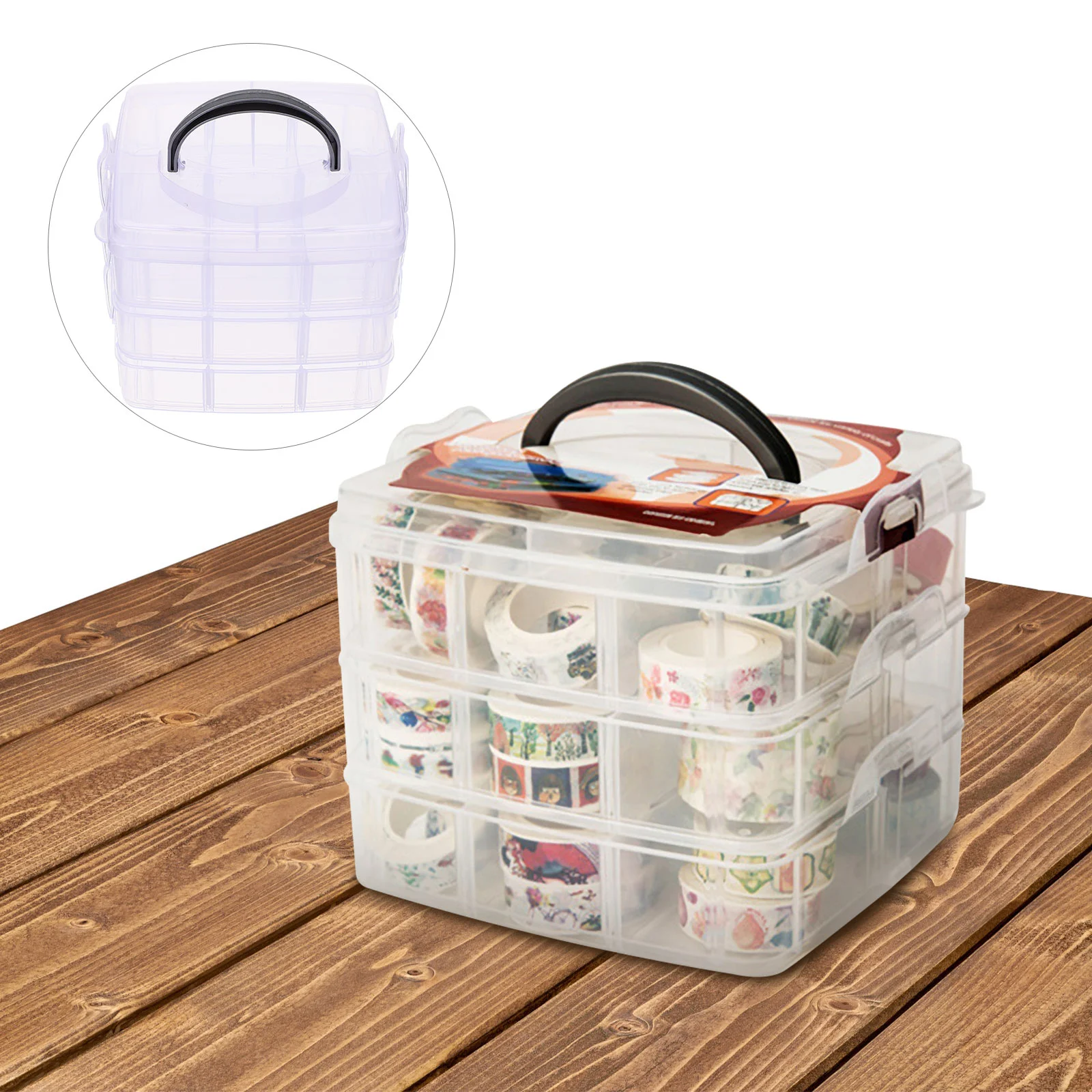 

Tape Storage Box Tool Container Case Dormitory Supply Tabletop Paper Washi Organizer Holder Clear Duct