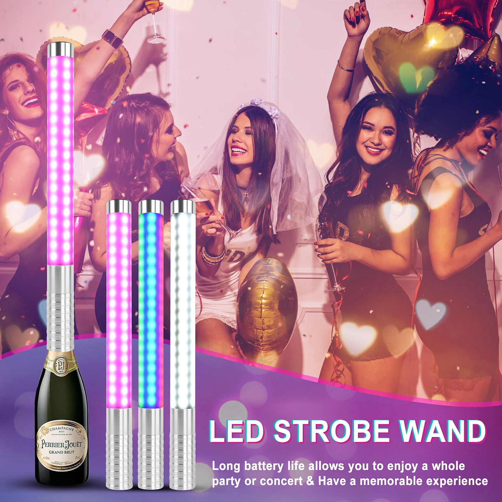 

Rechargeable LED Strobe Baton Light Champagne Bottle Service Flash Stick Handheld Light for Bar Nightclub Concert Event Outdoor