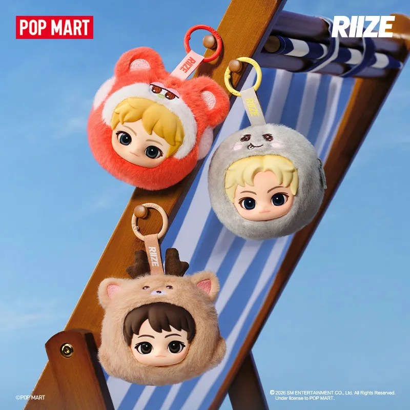 POPMART Riize Fluffy Club Series Mini Pochette Porte-clés Boîte Mystère Sac Surprise Jouets Originaux Poupée Figurine Anime Mignonne Ornements Cadeau